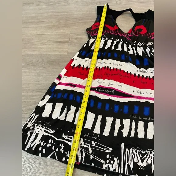 DESIGUAL Cute Abstract Striped Designer Dress. Size XL - Picture 12 of 14